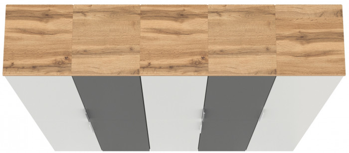 Октава Набор шкафов 48, цвет белый шагрень/серый графит/дуб крафт золотой/фасады МДФ белый шагрень/серый графит, ШхГхВ 161х35,3х197,6 см., ун. сб.