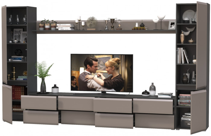 Сидней Комплектация № 101, корпус: антрацит/фасады: МДФ веллюто капучино