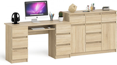 Мори компьютерный стол МС-2 + Комод МК1200.4, дуб сонома