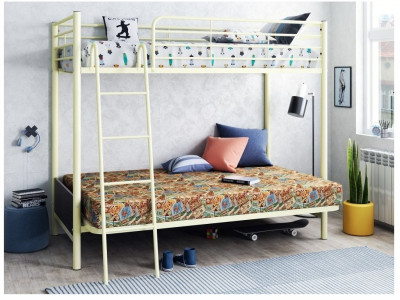 Двухъярусная кровать Мадлен-2 90/120х190 (Гобелен Марки, Слоновая кость)