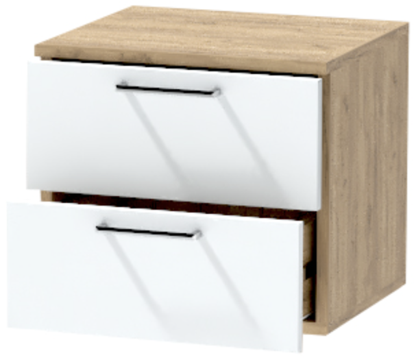 Тумба-6 прикроватная подвесная "Иннэс-7", Крафт золотой/Белый глянец