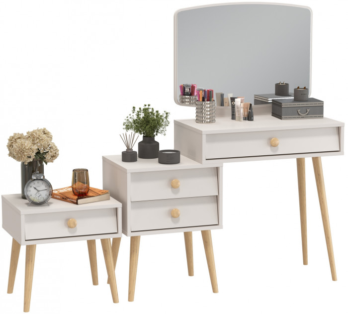 Афина Спальня Трюмо + Тумба прикроватная, кашемир серый