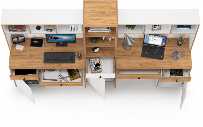 Вуди Компоновка № 13, белый премиум/дуб крафт золотой