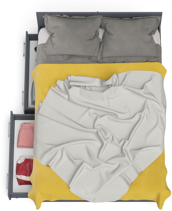 Мори Кровать с ящиками 1400, цвет графит, ШхГхВ 143,5х203,5х70 см., сп.м. 1400х2000 мм., без матраса, основание есть