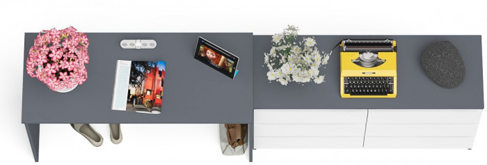 Мори письменный стол МСП1200.1 + Комод МК1200.6, графит/белый