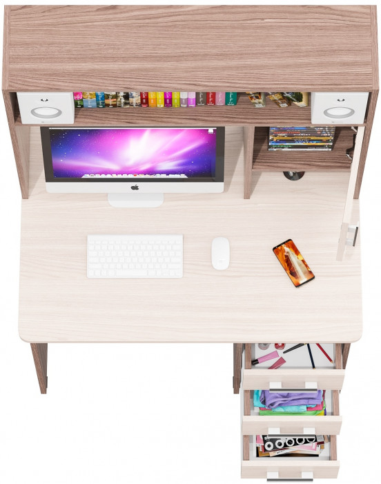 компьютерный стол С-МД-СК9, ясень шимо светлый/ясень шимо тёмный