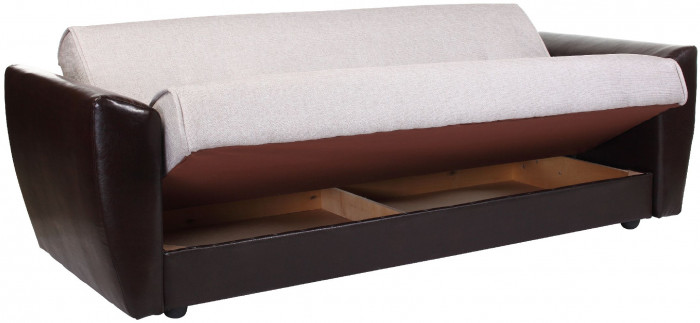 Диван-кровать Амстердам, 140х190, книжка, пружинный блок, рогожка/экокожа, бежевый