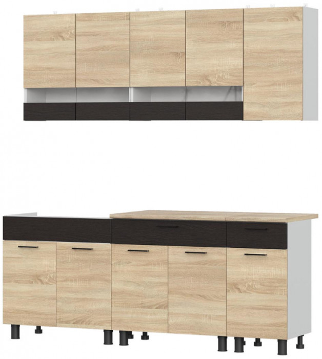 Готовая кухня КГ 2,2м, Белый, Дуб сонома, Дуб венге