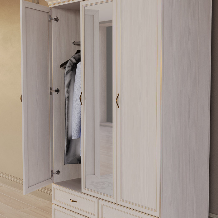 Шкаф распашной трехдверный с зеркалом Сиена