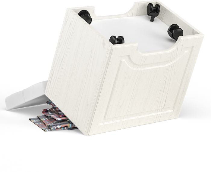 Ливерпуль Пуф 14.02, цвет ясень ваниль/белый/эко-кожа гранд белый, ШхГхВ 55х35х50 см., пуф на колёсах, подъёмная крышка