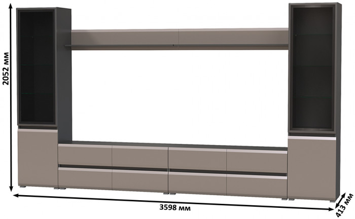 Сидней Комплектация № 103, корпус: антрацит/фасады: МДФ веллюто капучино