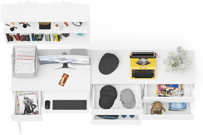 Мори компьютерный стол МС-1 левый + Комод МК1200.6 + Полка 900, белый