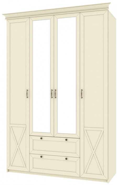 Бэль Шкаф четырехдверный + Карнизы 1602/550 Слоновая кость