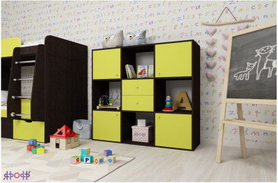 Стеллаж Джери (Венге/Лайм)