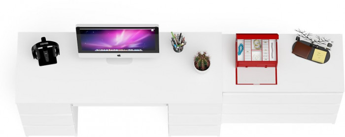 Мори Стол компьютерный МС-2 + Комод МК800.1, цвет белый, ШхГхВ 215,8х50х76,6 см., универсальная сборка