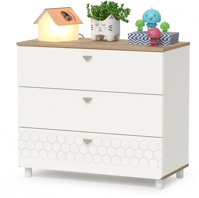 Эйп 13.322 Комод, цвет белый/дуб белый, ШхГхВ 85х41,5х75 см.
