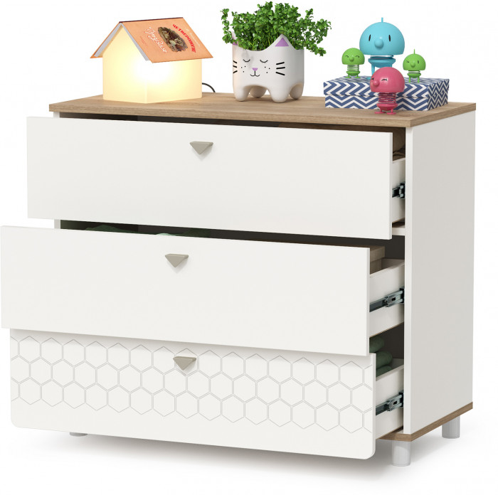 Эйп 13.322 Комод, цвет белый/дуб белый, ШхГхВ 85х41,5х75 см.