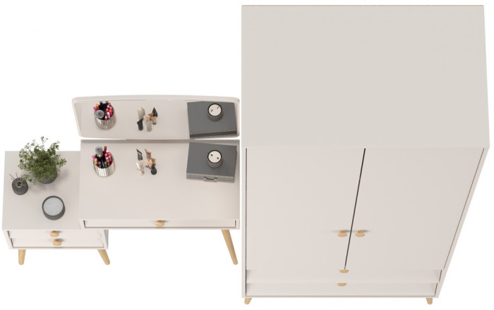 Афина Спальня Шкаф 2-х дверный + Трюмо, цвет кашемир серый, ШхГхВ 90,3х56,3х220 + 105х38,6х129 см., универсальная сборка