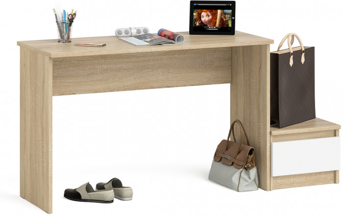 Мори письменный стол МСП1200.1 + Тумба ТМП400.1, дуб сонома/белый