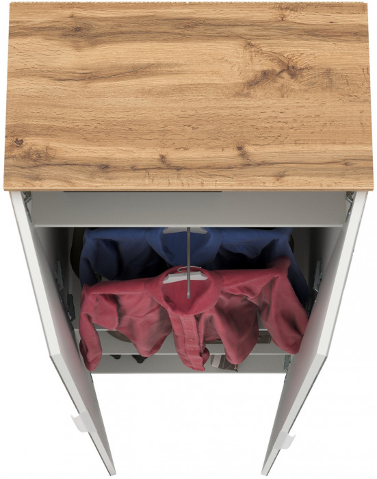 Октава 13.338 Шкаф для одежды, белый шагрень/дуб крафт золотой/фасады МДФ белый шагрень и зеркало