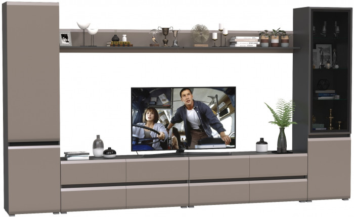 Сидней Комплектация № 104, корпус: антрацит/фасады: МДФ веллюто капучино