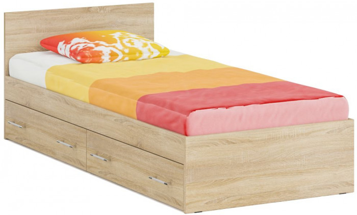 Кровать с ящиками 0900 + Пенал Стандарт, дуб сонома
