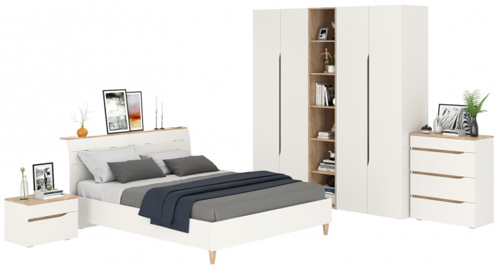 Муссон Спальня № 15, белый/дуб эндгрейн элегантный