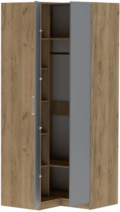 Шкаф угловой "Иннэс-7" - Крафт золотой/Графит