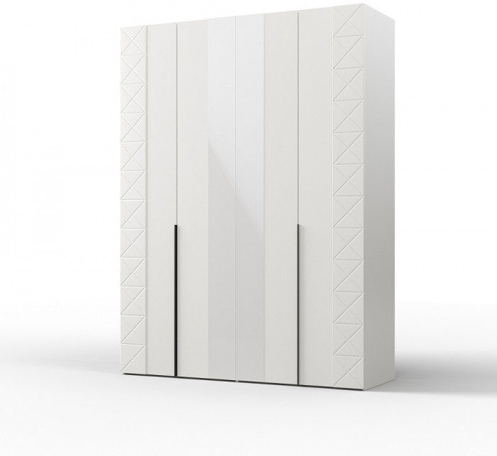 Шкаф для одежды 4-х дверный "Агата" - Белый текстурный/Дуб полярный