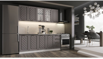 Кухня МДФ Агава 2000 (Трюфель, Белый)