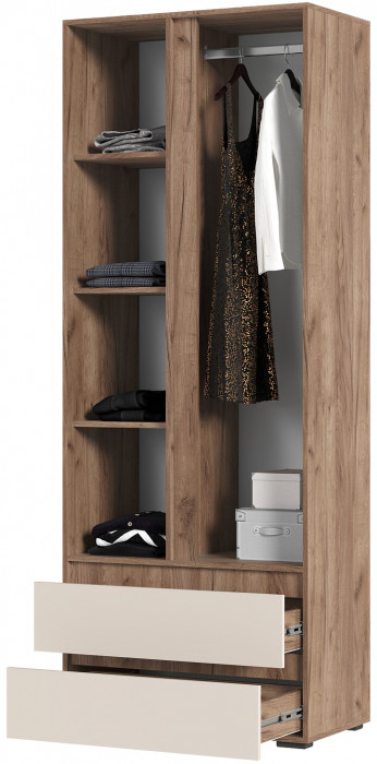 Хелен ШК 01 Шкаф 2х створчатый(0,800х2,100х0,460) кашемир/дуб крафт табачный