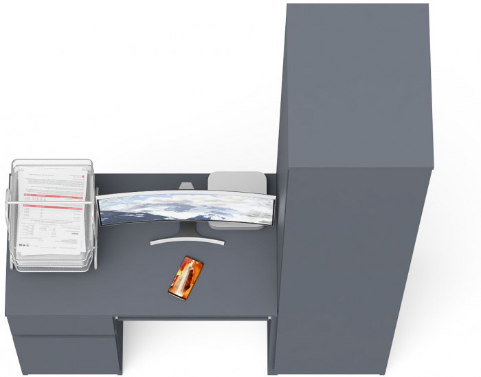 Мори компьютерный стол МС-1 левый + Пенал МШ400.1, графит