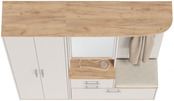 Прихожая 2-3430+2-3431дкз/к.с Домино - Комплект для прихожей, дуб крафт золотой/кашемир серый