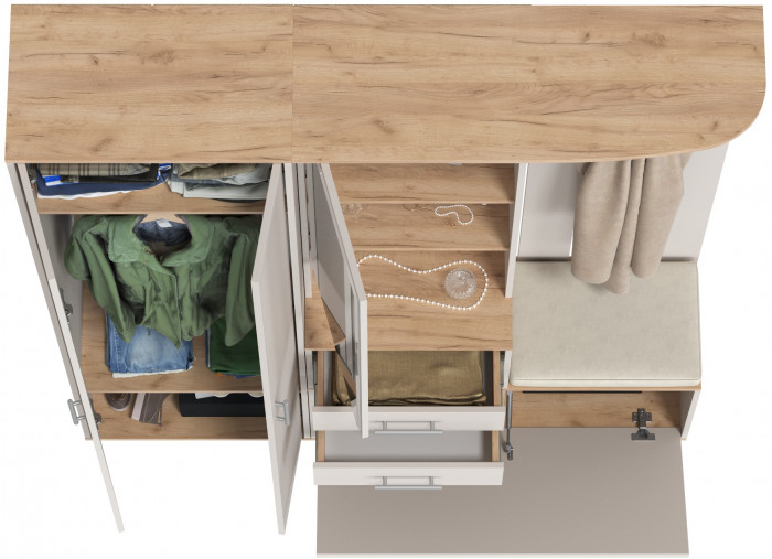 Прихожая 2-3430+2-3431дкз/к.с Домино - Комплект для прихожей, дуб крафт золотой/кашемир серый