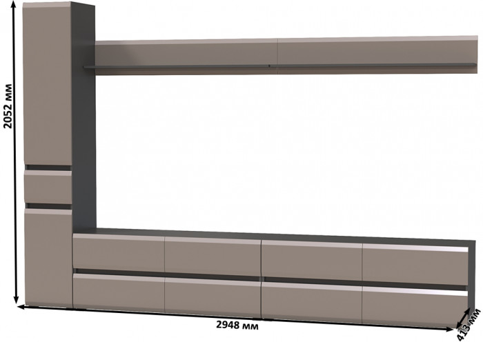 Сидней Комплектация № 105, корпус: антрацит/фасады: МДФ веллюто капучино