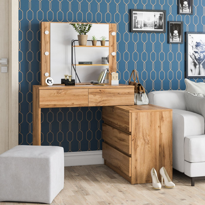 Стол косметический с подсветкой 110, дуб вотан