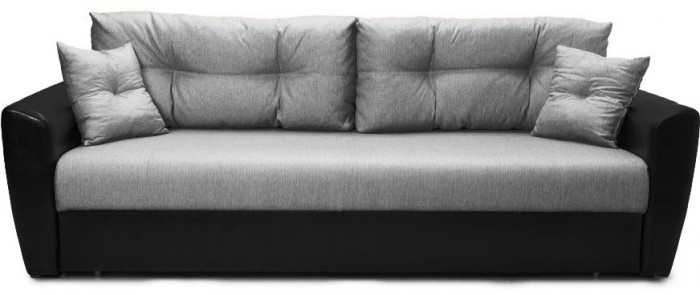 Диван-кровать Амстердам, 160х195, раскладной, еврокнижка, независимый пружинный блок, рогожка/экокожа, серый