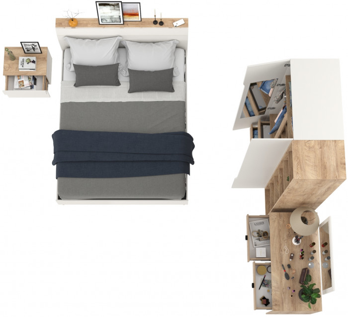 Муссон Спальня № 16, белый/дуб эндгрейн элегантный