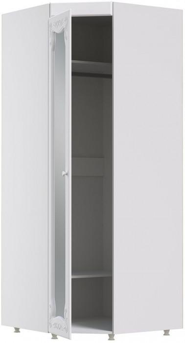 Шкаф угловой (гл.560) с зеркалом Италия ИТ-68 белое дерево