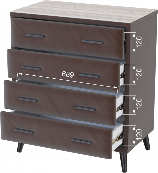 Комод интерьерный Пай коричневый/мдф сандал белый