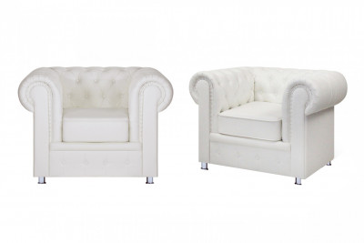 Кожаное кресло &quot;Честер&quot; цвет белый, для отдыха, для дома в гостиную, на кухню