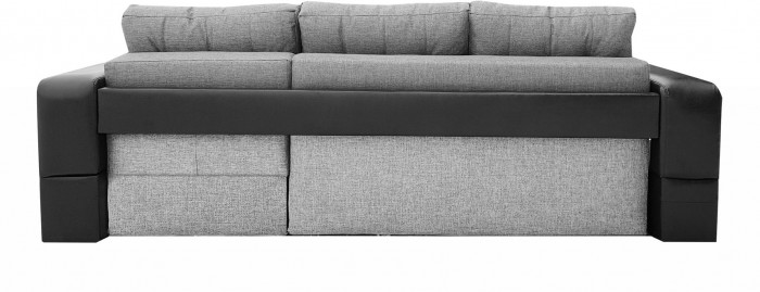 Диван-кровать раскладной, еврокнижка, угловой Манчестер , с подсветкой, рогожка/экокожа, ширина спального места 150 см, серый