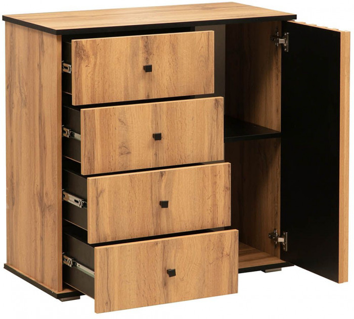 Спальня Либерти (опора h20) Дуб вотан/Черный