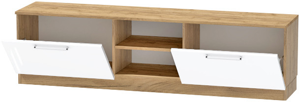 Тумба для ТВ-техники напольная "Иннэс-7", Крафт золотой/Белый глянец