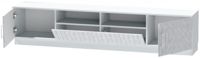 Тумба-3 под ТВ напольная "Иннэс-7", Белый/Бетон снежный