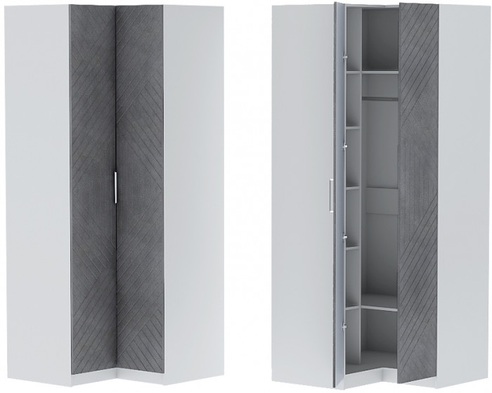 Шкаф угловой "Иннэс-7" - Белый/Бетон графит