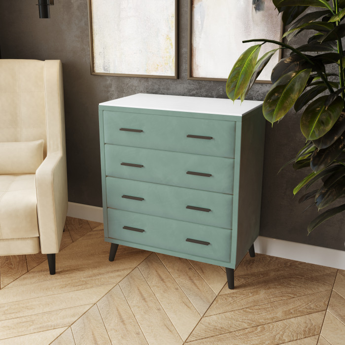 Комод интерьерный Пай мятный/мдф холст белый