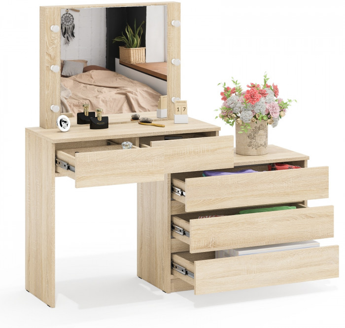 Стол косметический с подсветкой 110, дуб сонома