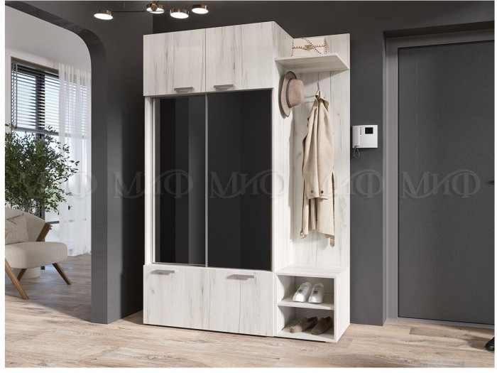 Прихожая Стелла ЛДСП (Дуб крафт белый/Графит)