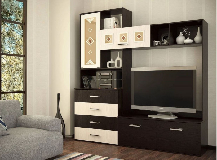 "Белла" центр. секция (2000х2120х470) венге/ясень белый